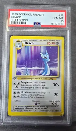 PSA 10 1999 Pokemon FRENCH 1st Edition Base Set Draco Dragonair #18 GEM MINT (2) - Image 1
