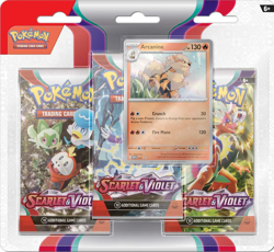 Scarlet & Violet Base Set: 3 Pack Blister Arcanine 820650850967 - Image 1