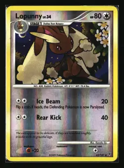 Pokemon LOPUNNY 63/147 Reverse Holo (2009 Supreme Victors) LP/Light Play - Image 1