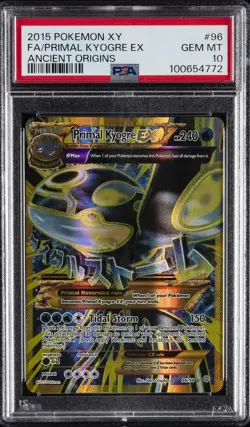 2015 POKEMON XY ANCIENT ORIGINS #96 FULL ART/PRIMAL KYOGRE EX PSA 10 - Image 1