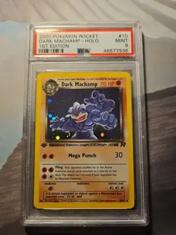 2000 Pokemon Team Rocket 1st Edition #10/82 Dark Machamp Holo PSA 9 MINT - Image 1