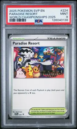 2025 POKEMON SVP EN-SV BLACK STAR PROMO #224 PARADISE RESORT PSA 9 - Image 1