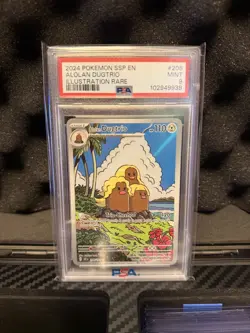 Pokemon TCG Alolan Dugtrio Illustration Rare 208/191 Surging Sparks PSA 9 Mint - Image 1