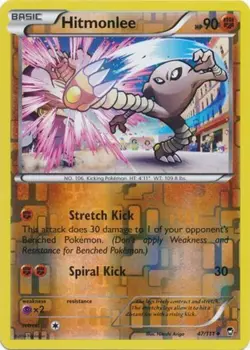 Moderately Played, English Pokemon Reverse Holo Hitmonlee - 47/111 - Uncommon - - Image 1