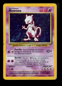 #3 Mewtwo 10/102 Base Set 1999 Holo Rare WOTC Pokemon Card TCG - Image 1