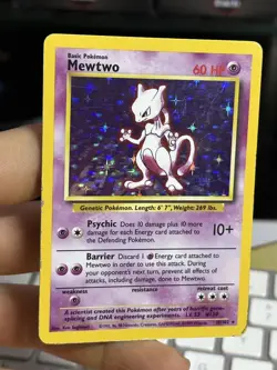 #3 Mewtwo 10/102 Base Set 1999 Holo Rare WOTC Pokemon Card TCG - Image 3