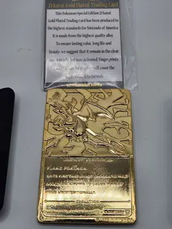 Pokemon 23K Gold Plated CHARIZARD Card 1999 Burger King Promo - Nintendo- Sealed - Image 4