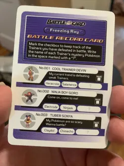 Pokemon E Reader Ruby 2003 Battle Record Card - Freezing Ray NM - Image 1
