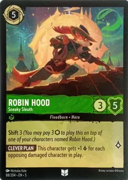 88/204 ROBIN HOOD SNEAKY SLEUTH SHIMMERING SKIES UNCOMMON DISNEY LORCANA CARD - Image 1