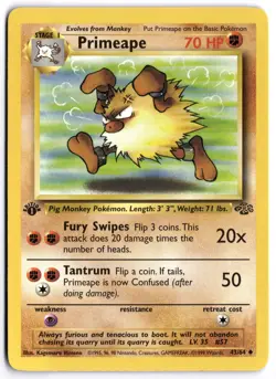Pokemon 1st Edition Primeape Uncommon Jungle 43/64 LP - Image 1