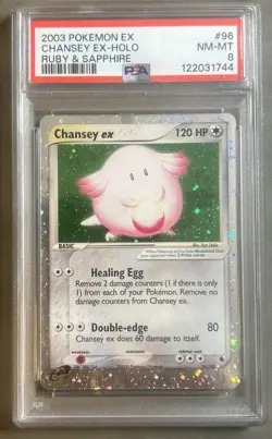 2003 Pokemon EX Chansey EX #96 Holo Ruby & Sapphire PSA 8 - Image 1