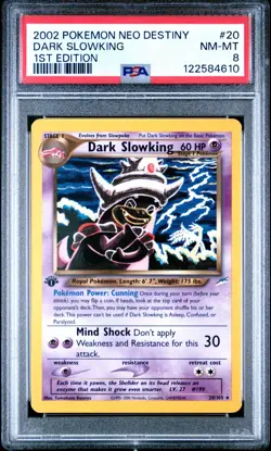 Pokemon Dark Slowking 20/105 1st Edition Rare Neo Destiny PSA 8 NM-MT - Image 1