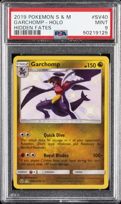 2019 POKEMON SUN & MOON HIDDEN FATES #SV40 GARCHOMP-HOLO PSA 9 - Image 1