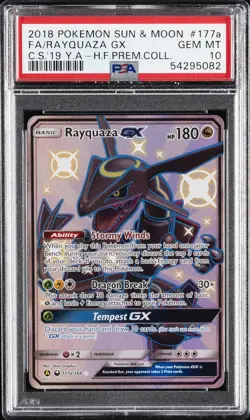 2018 POKEMON SUN & MOON CELESTIAL STORM #177A FULL ART/RAYQUAZA GX PSA 10 - Image 1