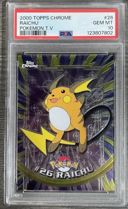 2000 TOPPS CHROME POKEMON T.V. #26 RAICHU PSA 10 - Image 1