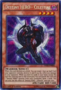 Yugioh! LP Destiny HERO - Celestial - DESO-EN006 - Secret Rare - 1st Edition Lig - Image 1