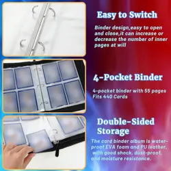 Trading Card Binder, 440 Pockets with 55 Removable Sleeves - Image 5