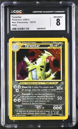 Tyranitar 12/75 Neo Discovery Holo CGC 8 NM/MINT Vintage WOTC Pokemon Card - Image 1