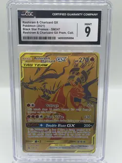 Reshiram Charizard GX SM247 Holo Black Star Promo Gold Pokemon Card CGC 9 MINT - Image 1