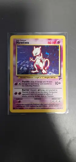 Pokemon TCG Mewtwo Holo Rare Card 10/130 Base Set 2 - Image 1