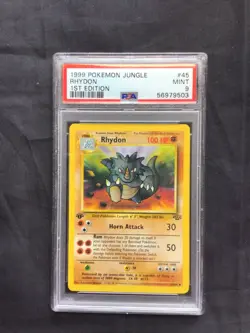 Pokemon Cards: Jungle 1st Edition Uncommon: Rhydon 45/64 PSA 9 - Image 1