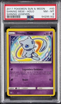 2017 POKEMON SUN & MOON SHINING LEGENDS #40 SHINING MEW-HOLO PSA 8 - Image 1