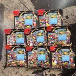 Pokemon TCG Mega Evolution Sealed 3-Pack Blisters Lot Of 8 Psyduck - Image 1