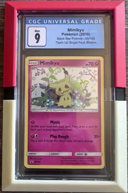 CGC 9 MINT Mimikyu SM163 Pokemon SM Black Star Promo Team Up With frame - Image 1