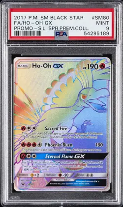 2017 POKEMON SM BLACK STAR PROMO #SM80 FULL ART/HO-OH GX PSA 9 - Image 1