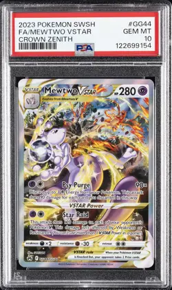 2023 POKEMON SWORD & SHIELD CROWN ZENITH #GG44 FULL ART/MEWTWO VSTAR PSA 10 - Image 1
