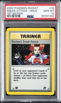 2000 POKEMON ROCKET 1ST ED #16 ROCKET'S SNEAK ATTACK-HOLO PSA 10 - Image 1