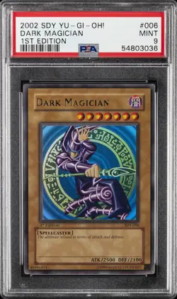 2002 YU-GI-OH! STARTER DECK: YUGI 1ST ED #006 DARK MAGICIAN PSA 9 - Image 1