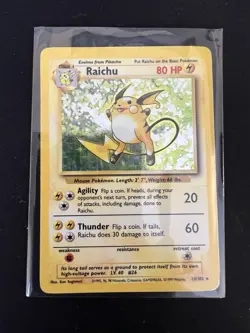 Raichu 14/102 Base Set Unlimited WOTC Holo Rare Pokemon Card MP/LP Vintage TCG - Image 1