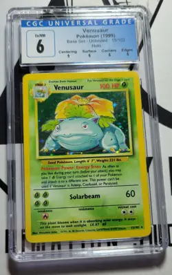 Pokemon CGC 6 (Ex/NM) Venusaur 15/102 Base Set Unlimited - Image 1