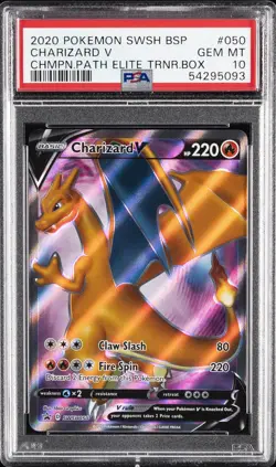 2020 POKEMON SWSH BLACK STAR PROMO #050 CHARIZARD V PSA 10 - Image 1