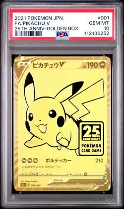 2021 POKEMON ASIA 25TH ANV PROMO GOLDEN BOX-JPN #001 FULL ART/PIKACHU V PSA 10 - Image 1