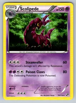 2011 Pokemon Black & White Base Set NM Scolipede 54/114 Regular Rare - Image 1