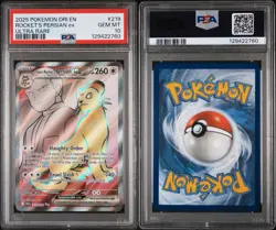 2025 POKEMON DRI EN-DESTINED RIVALS #219 ROCKET'S PERSIAN EX ULTRA RARE PSA 10 - Image 3