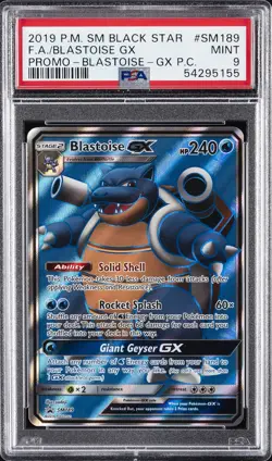 2019 POKEMON SM BLACK STAR PROMO #SM189 FULL ART/BLASTOISE GX PSA 9 - Image 1