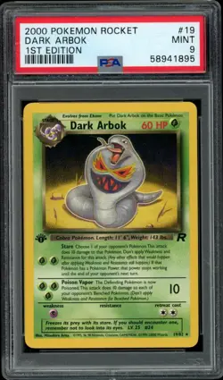 Pokemon 2000 WOTC 1st Edition Team Rocket Dark Arbok Rare 19/82 PSA 9 MINT - Image 1