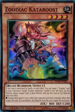 RATE-ENSE3 ZOODIAC KATAROOST SUPER RARE 1ST EDITION YuGiOh CARD - Image 1