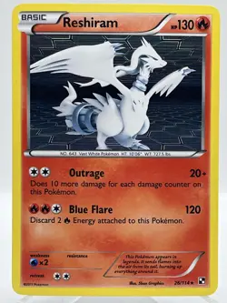 Reshiram 26/114 Black & White Holo Rare 2011 Vintage Pokemon TCG Card - Image 1