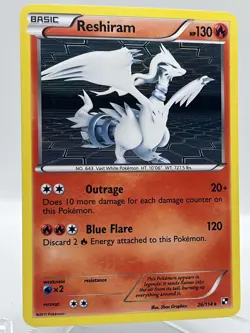 Reshiram 26/114 Black & White Holo Rare 2011 Vintage Pokemon TCG Card - Image 2
