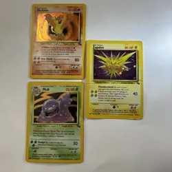 Vintage Pokemon Holo Card Lot Fossil 1999 WOTC Mitsuhiro Arita Art Set Dmg 90s - Image 1