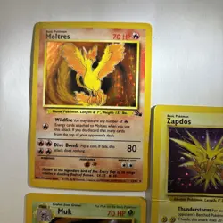 Vintage Pokemon Holo Card Lot Fossil 1999 WOTC Mitsuhiro Arita Art Set Dmg 90s - Image 3