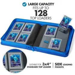 Toploader Binder, Trading Card Binder Storage,128 4 Pocket Top Loader Pokemon... - Image 2