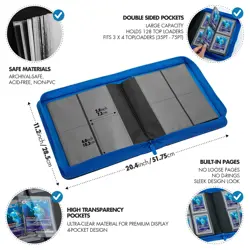 Toploader Binder, Trading Card Binder Storage,128 4 Pocket Top Loader Pokemon... - Image 4