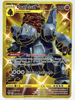 Coalossal 198/189 SWSH Darkness Ablaze Gold Secret Rare Pokemon TCG Card NM/M - Image 1