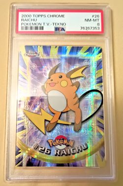 Pokemon 2000 Topps Chrome Raichu #26 T.V. - Tekno PSA 8 MINT - Image 1
