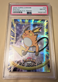 Pokemon 2000 Topps Chrome Raichu #26 T.V. - Tekno PSA 8 MINT - Image 3